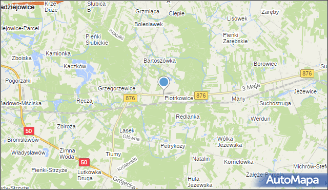 mapa Piotrkowice, Piotrkowice gmina Żabia Wola na mapie Targeo